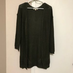 Long line olive cardigan